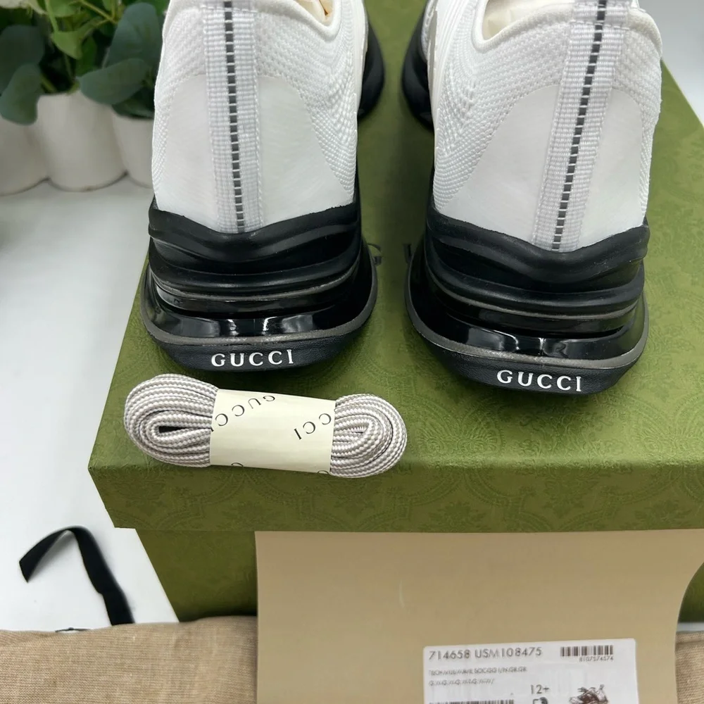 Men's Gucci run white/gray/black sneakers size 12.5 made in Italy - Picture 7 of 10